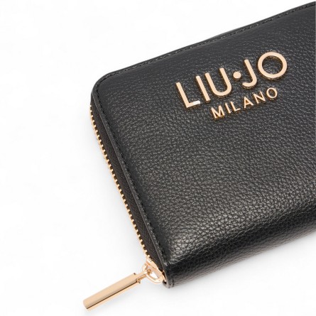 LIU JO - Portefeuille zippé avec logo en métal LIU JO - Portefeuille zippé avec logo en métal