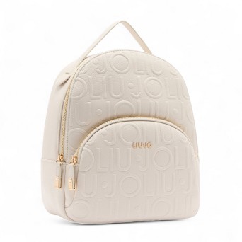 LIU JO - Mochila con logotipo de letras en relieve en toda la superficie 2