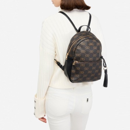 LIU JO - Mochila con logotipo monograma integral LIU JO - Mochila con logotipo monograma integral