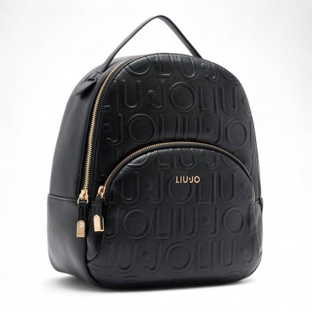 LIU JO - Mochila con logotipo de letras en relieve en toda la superficie