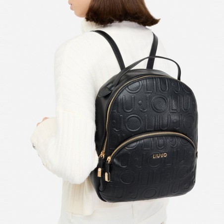 LIU JO - Sac à dos avec logo en lettres gaufrées sur toute la surface