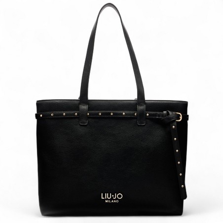 LIU JO - Bolso tote con logo letras y tachuelas