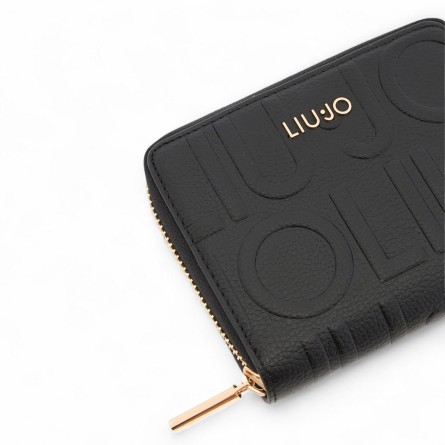 LIU JO - Portefeuille avec logo en lettres gaufrées sur toute la surface LIU JO - Portefeuille avec logo en lettres gaufrées sur toute la surface