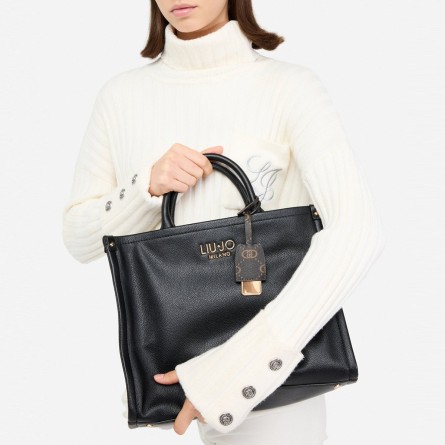 LIU JO - Tote bag with logo lettering and charm