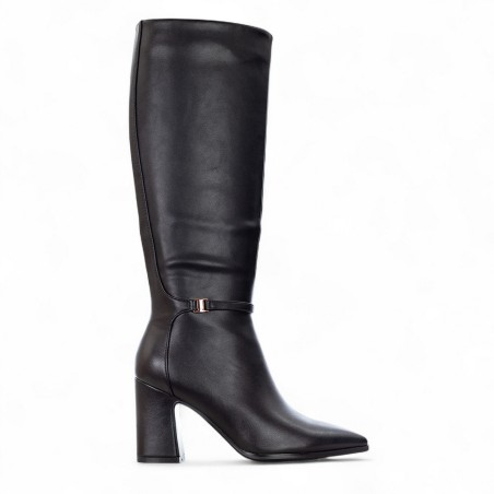 EXÉ - Faux leather long boot with ornamental buckle