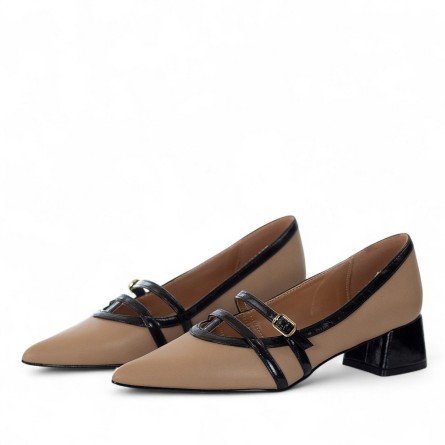 EXÉ - Décolleté en faux cuir avec double bretelle EXÉ - Décolleté en faux cuir avec double bretelle