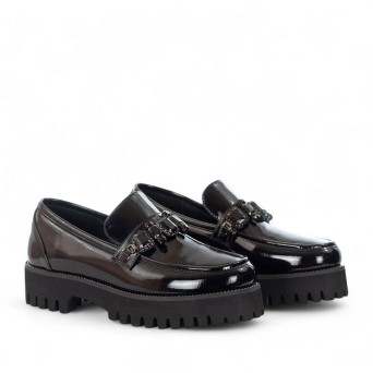 EXÉ - Mocassino in ecopelle stampa croco con borchie 2