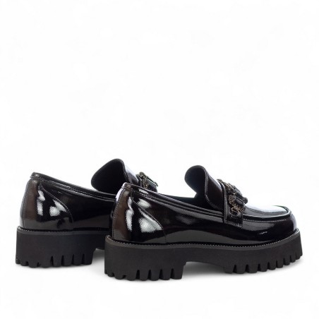 EXÉ - Mocasín de piel sintética con estampado de cocodrilo y tachuelas