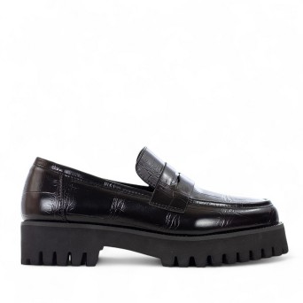 EXÉ - Mocassins en simili-cuir imprimé crocodile avec lanière