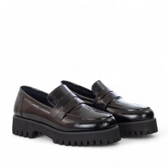 EXÉ - Loafer croco print faux leather with strap 2