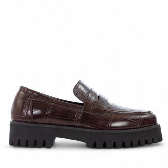 EXÉ - Mocassins en simili-cuir imprimé crocodile avec lanière