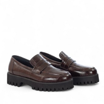 EXÉ - Loafer croco print faux leather with strap 2