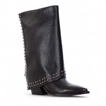 EXÉ - Hochgekrempelte Stiefel aus Kunstleder mit Nieten 2