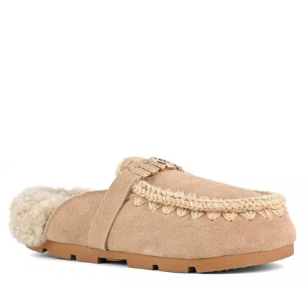 MOU - Sabot Winter Bio Slide Logo - Couleur: Beige,Taille: 39