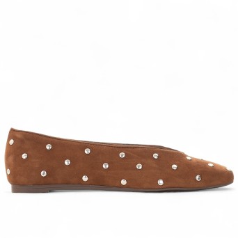 AREZZO - Studded suede leather ballerina
