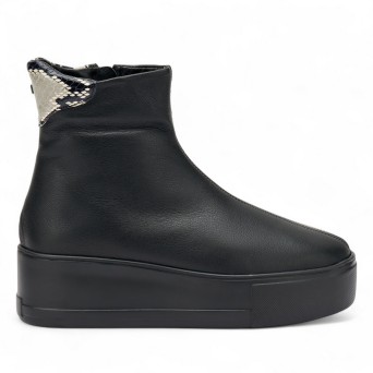 FRAU - Leather ankle boot with python detail