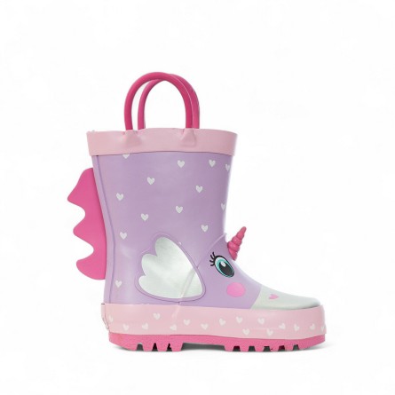 MR.TIGGLE - Stivaletti in gomma con fantasia unicorno e cuori