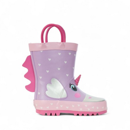 MR.TIGGLE - Botas de goma con estampado de unicornios y corazones