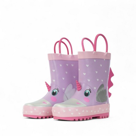 MR.TIGGLE - Stivaletti in gomma con fantasia unicorno e cuori