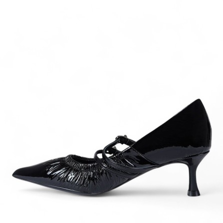 CHICONIC - Escarpins en cuir verni avec boucles - Couleur: Noir,Taille: 38