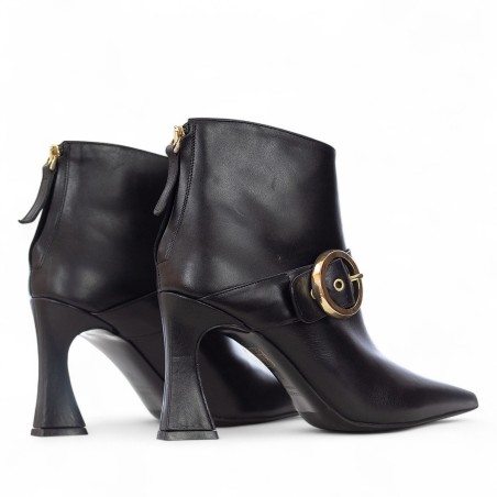 ALBANO - Leather ankle boot with ornamental buckle
