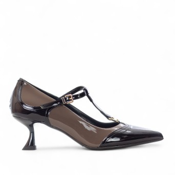 ALBANO - Pump two-tone patent leather with buckle