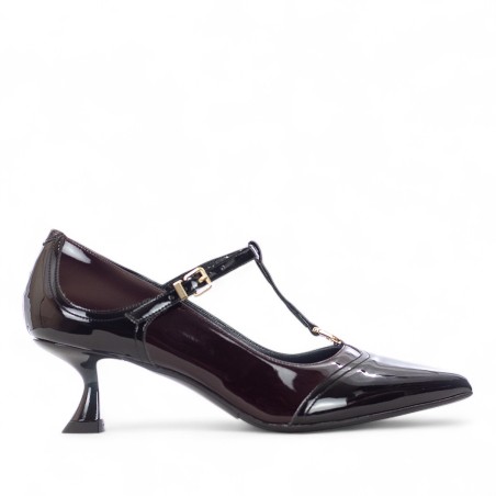 ALBANO - Escarpins en cuir verni bicolore avec boucle