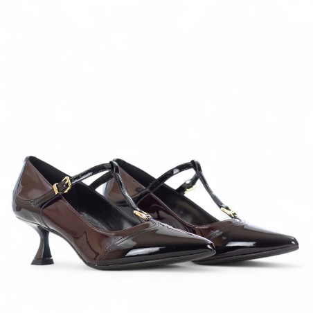 ALBANO - Pump two-tone patent leather with buckle
