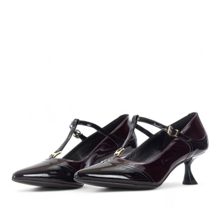 ALBANO - Pump two-tone patent leather with buckle