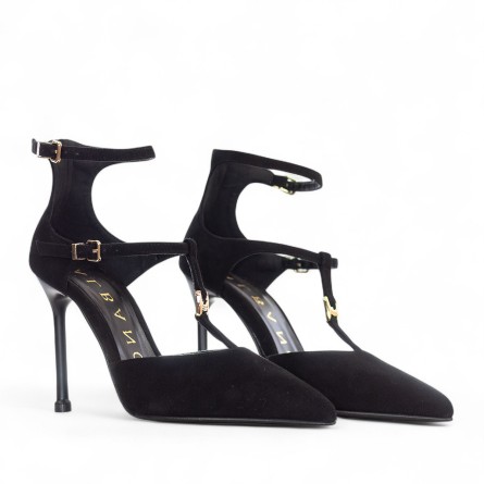 ALBANO - Décolleté in pelle scamosciata con fibbie