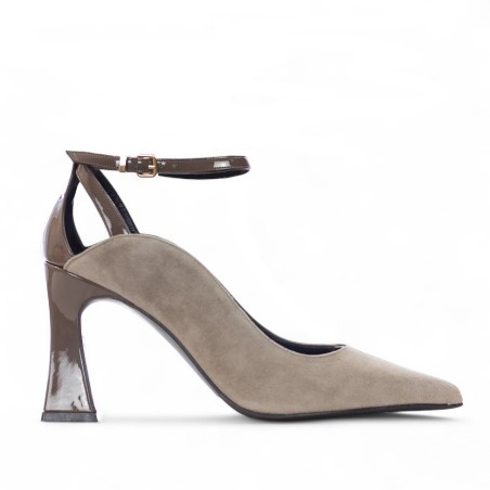 ALBANO - Pumps aus Wildleder und Lackleder mit Riemen