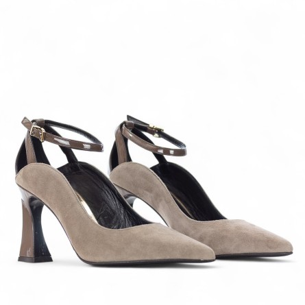 ALBANO - Pumps aus Wildleder und Lackleder mit Riemen