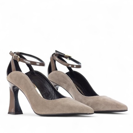 ALBANO - Pumps aus Wildleder und Lackleder mit Riemen