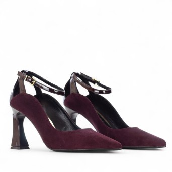 ALBANO - Pump suede and patent leather with strap 2