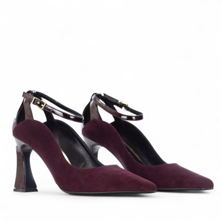 ALBANO - Escarpins en daim et cuir verni avec bride ALBANO - Escarpins en daim et cuir verni avec bride