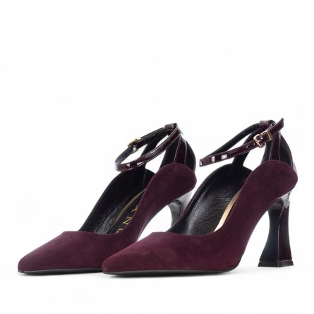 ALBANO - Escarpins en daim et cuir verni avec bride ALBANO - Escarpins en daim et cuir verni avec bride