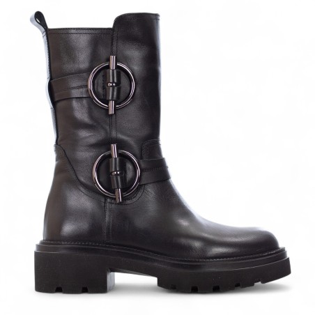 ALBANO - Leather boot with ornamental buckles