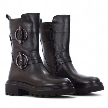 ALBANO - Bota de piel con hebillas ornamentales