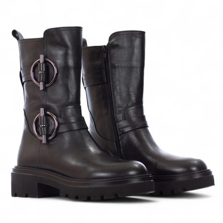 ALBANO - Bota de piel con hebillas ornamentales