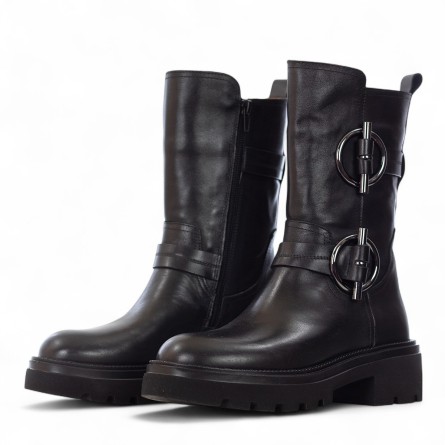ALBANO - Leather boot with ornamental buckles ALBANO - Leather boot with ornamental buckles