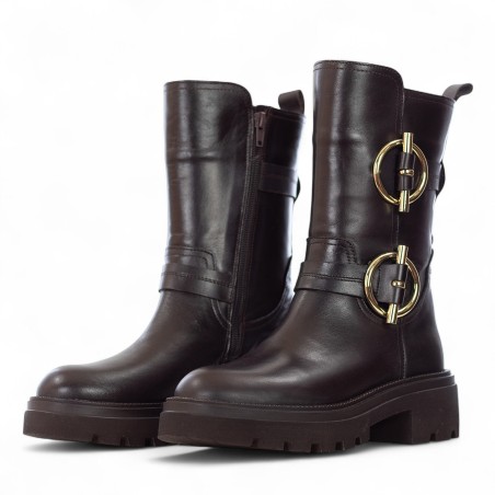 ALBANO - Stivale in pelle con fibbie ornamentali