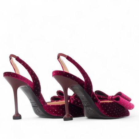 G.P. BOLOGNA - Décolleté in velluto nero con mini pois e fiocco