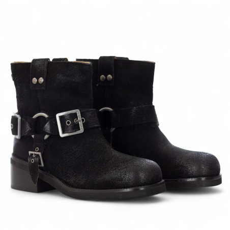 CORAL BLUE - Tronchetto in Camoscio vintage