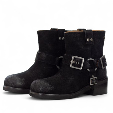 CORAL BLUE - Tronchetto in Camoscio vintage