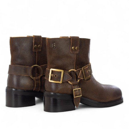 CORAL BLUE - Tronchetto in Camoscio vintage