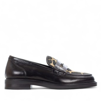 CARMENS PADOVA - Loafer leather and pony hair animalier