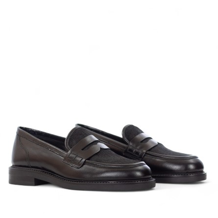 CARMENS PADOVA - Mocassino in pelle e pony hair