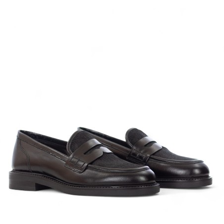 CARMENS PADOVA - Mocassino in pelle e pony hair