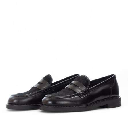 CARMENS PADOVA - Mocassino in pelle e pony hair