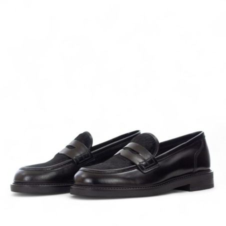 CARMENS PADOVA - Mocassino in pelle e pony hair